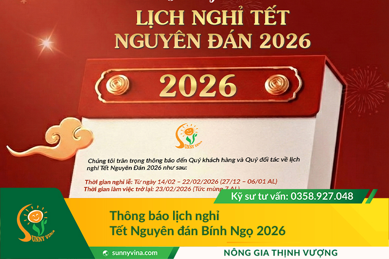 Sunny Vina - Thông báo lịch nghỉ Tết Nguyên đán Bính Ngọ 2026